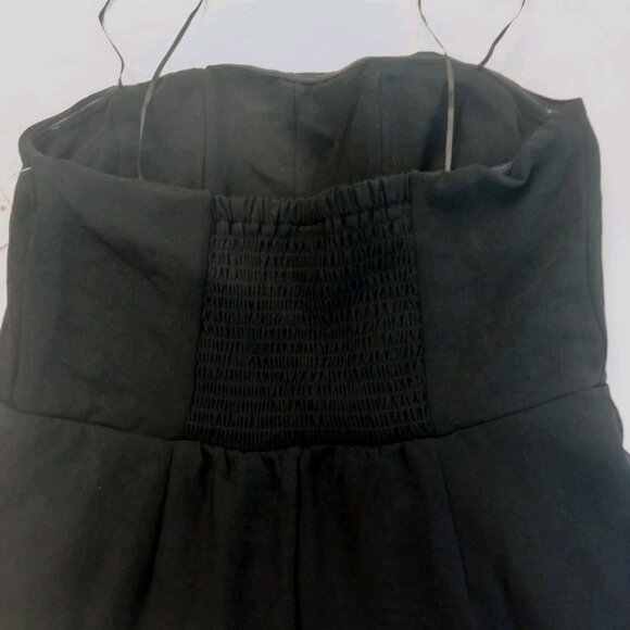 A New Day Women Straple Jumpsuit Black Size Medium Pleated Wide Leg Pull On - Picture 7 of 13